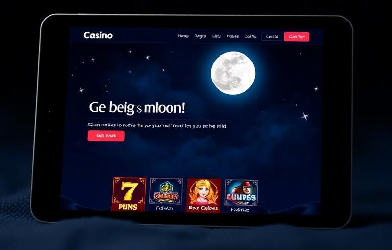 Luna Casino starlit homepage with featured progressive jackpot slots